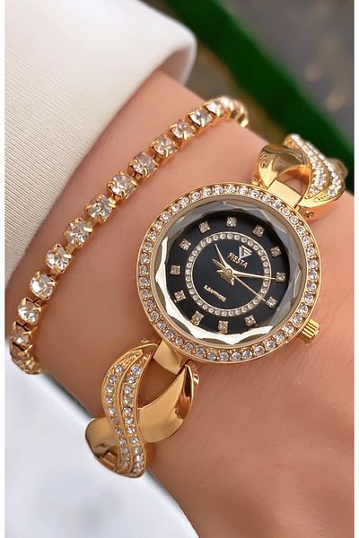 Fiesta Gold Yellow Steel Band Small Case Women's Wrist Watch - Bracelet