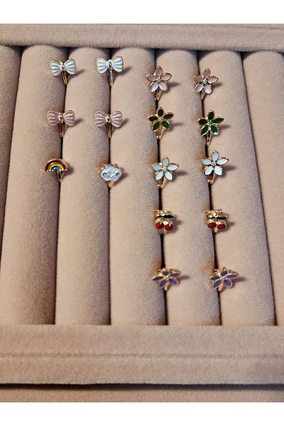 SMCHOME Pink Floral Magnetic Children's Earrings