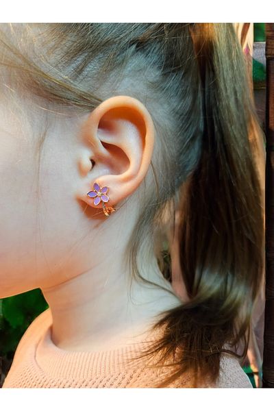 SMCHOME Purple Flower Magnetic Children's Earrings