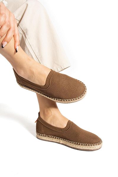 Ayakkabıda Tek Walker Jut Wrapped Knitwear Pantofi de vară pentru damă - maro