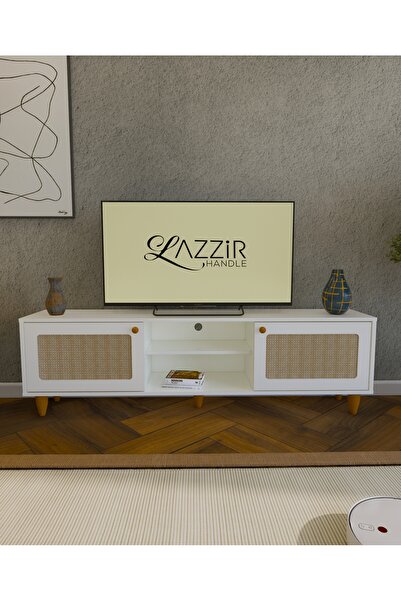 lazzir handle Mdf Bohem Tv Ünitesi-(MDF 2 KAPAKLI HAZERANLI)-(BEYAZ)-(180 CM)...