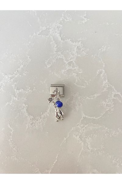 kubotique Stainless Steel Italian Charm Bracelet with Astronaut and Star Figure