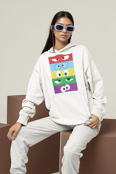 SEVBANO Reverse Face Cartoon Printed Unisex Oversize Inside Out Hoodie