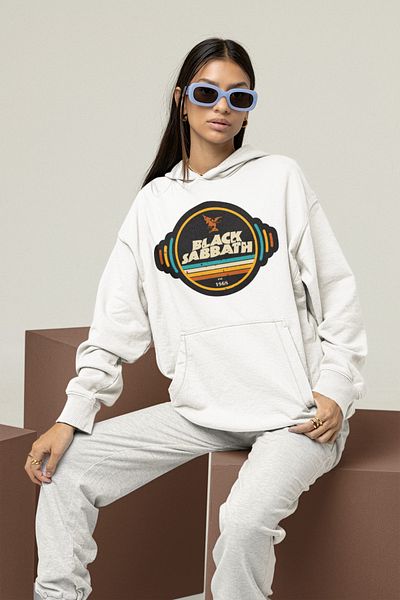 SEVBANO Rock Metal Music Band Black Sabbath 1968 Printed Unisex Oversize Hoodie