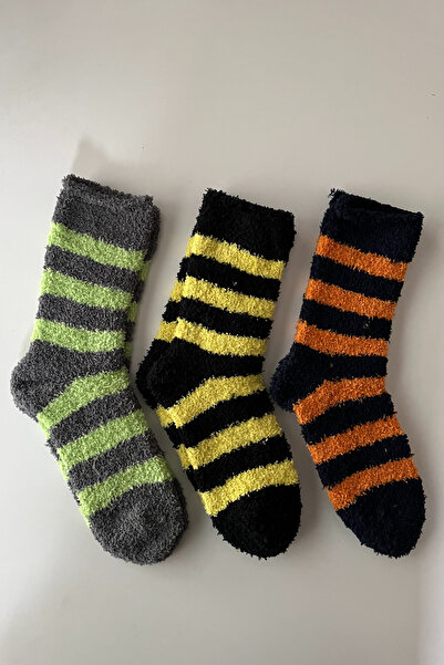 Hakan Collezione 3'lü Set Kadın Dinlendirici Etkili Renkli Yumoş Peluş Uzun D...