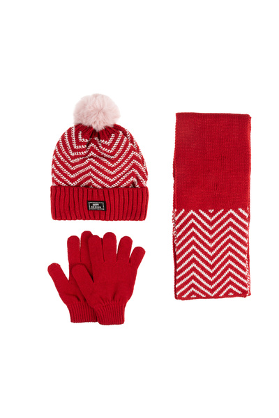 Kitti 9-15 Yaş Garson 3'lü Takım Kız Atkı, Eldiven ve Şapka Set İçi Polarlı