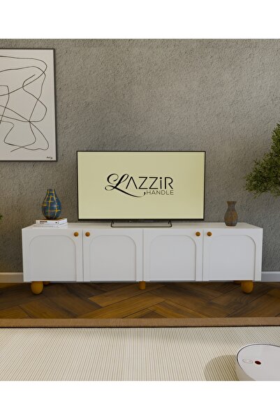 lazzir handle Mdf Bohem Tv Ünitesi-(MEBRAN KAPAK KUBBELİ)-(BEYAZ)-(180 CM)-(T...