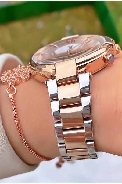 Daniel Klein Brand Rose Silver Color Women's Wristwatch - Bracelet Gift