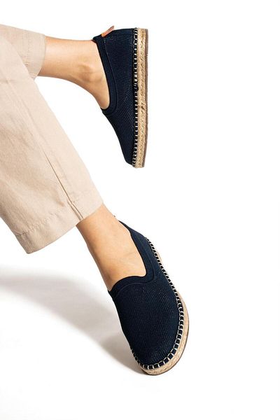 Ayakkabıda Tek Walker Jut Wrapped Knitwear Summer Women's Shoes - Navy Blue