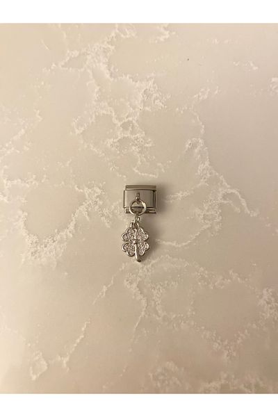 kubotique Italian Clover Bracelet - Stainless Steel and Silver Stone Detail