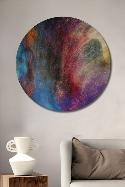 Teona Ahşap Artă abstractă colorată decorativă din lemn MDF rotund pentru pictură de perete acasă, la locul de muncă