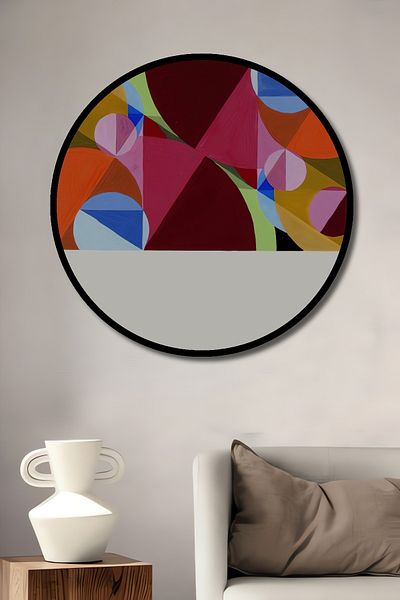 Teona Ahşap Acasă rotundă din lemn MDF decorativ geometric abstract, pictură murală la locul de muncă