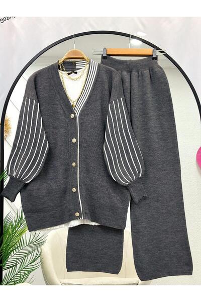 MODA VEDAT Women's Sleeve Collar Detailed Knitwear Set