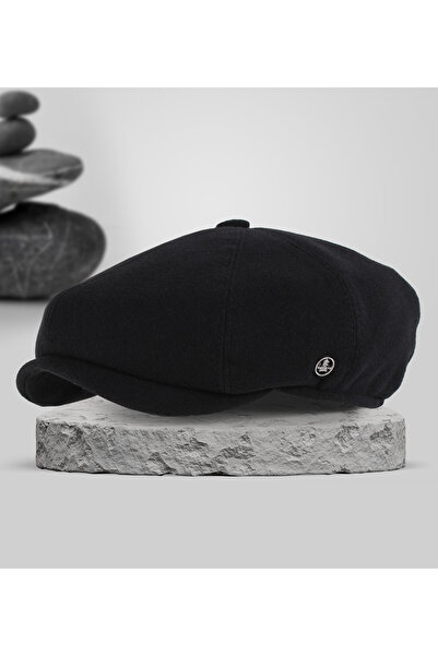 KARNAS ŞAPKA SİYAH YÜNLÜ KAŞE KIŞLIK KUMAŞ ERKEK TOMMY SHELBY KASKET ŞAPKA (T...