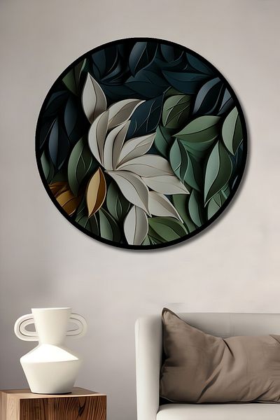 Teona Ahşap Pictură decorativă din lemn MDF cu frunze rotunde pentru acasă, la locul de muncă