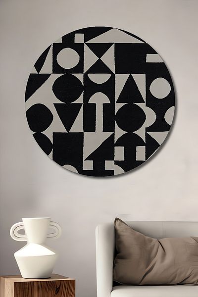 Teona Ahşap Modern Geometric Lemn MDF Rotund Decorativ Acasă, Locul de Muncă Pictură Perete