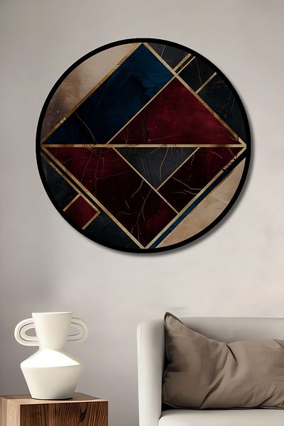 Teona Ahşap Modern Geometric Lemn MDF Rotund Decorativ Acasă, Locul de Muncă Pictură Perete