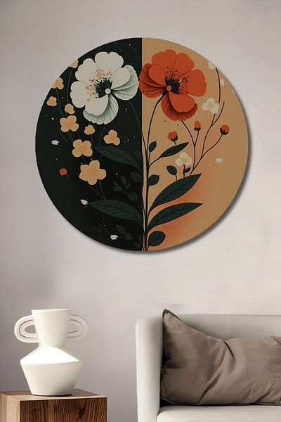 Teona Ahşap Flower Duet Decorativ Lemn MDF Rotund Acasă, Locul de Muncă Pictură Perete