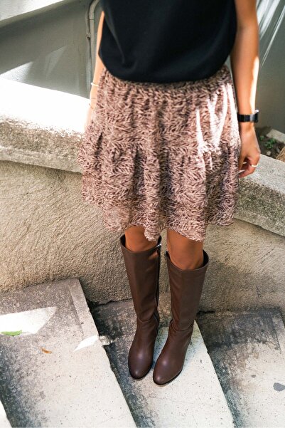 NİŞANTAŞI SHOES Кавові матові матові жіночі черевики на підборах з гострим носком Casper