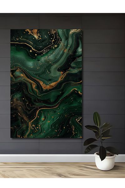 Teona Ahşap Green Mystic Abstract Lemn MDF Dreptunghi Acasă, Locul de muncă Pictură murală