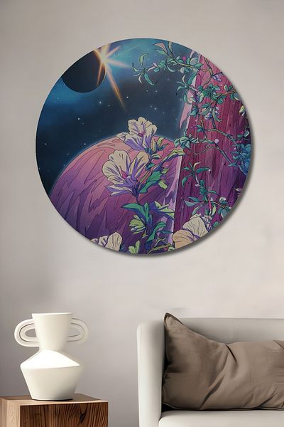 Teona Ahşap Flori Cosmic Decorative Lemn MDF Rotund Acasă, Locul de Muncă Pictură Perete