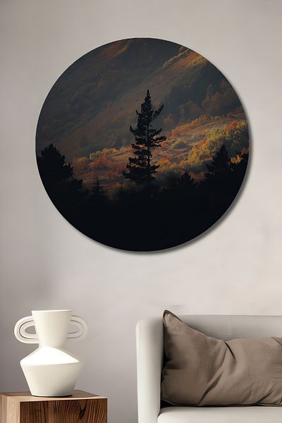 Teona Ahşap Peisaj de munte Lemn MDF Rotund Decorativ Acasă, Locul de Muncă Pictură Perete