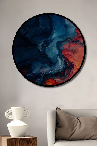 Teona Ahşap Acasă rotundă din lemn MDF decorativ abstract, pictură murală la locul de muncă