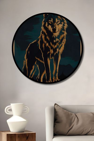 Teona Ahşap Wild Wolf Lemn MDF Rotund Decorativ Acasă, Locul de Muncă Pictură Perete