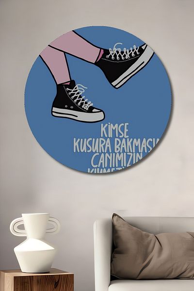 Teona Ahşap Vă rugăm să nu vă dezamăgiți, pictură decorativă rotundă din lemn MDF pentru casă, loc de muncă