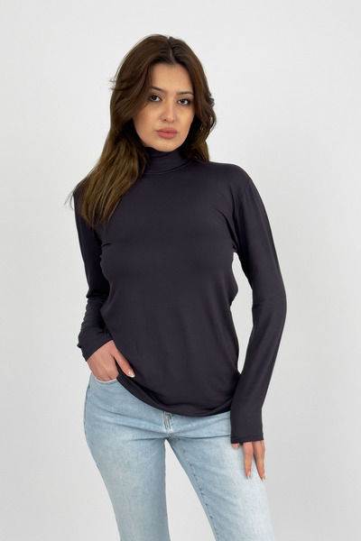 Betimoda Women's Long Sleeve Half Turtleneck Body Smoked 1 Piece