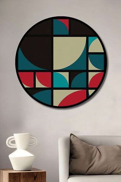 Teona Ahşap Geometric Abstract Decorativ Lemn MDF Rotund Acasă, Locul de Muncă Pictură Perete