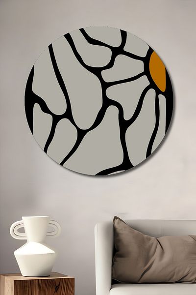 Teona Ahşap Acasă rotundă din lemn MDF decorativ cu flori abstracte, pictură murală la locul de muncă
