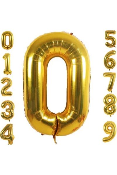 BALON DİYARI Gold Foil Balloon in All Numbers 34 Inch (76-82 cm)