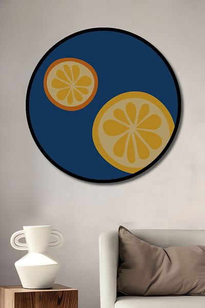 Teona Ahşap Feliere de portocale decorative din lemn MDF rotund pentru pictura de perete acasa, la locul de munca