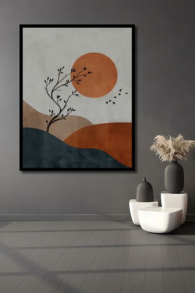 Teona Ahşap Sunset Birds Lemn MDF Dreptunghi Decorativ Acasă, Locul de Muncă Pictură Perete