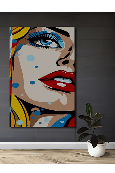 Teona Ahşap Pop Art Expression Lemn MDF Dreptunghi Decorativ Acasă, Locul de Muncă Pictură Perete
