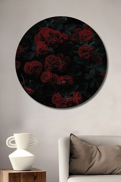 Teona Ahşap Trandafiri roșii din lemn MDF rotund decorativ pentru casă, loc de muncă pictură murală