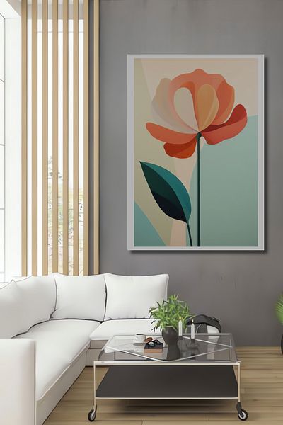 Teona Ahşap Acasă dreptunghiulară din lemn MDF decorativ cu flori abstracte, pictură pe perete la locul de muncă