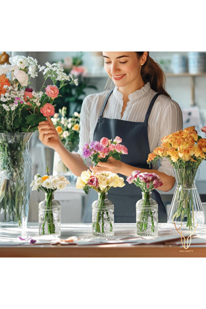 Ada Crafts Fransız Dantel Desen Mini Cam Vazo