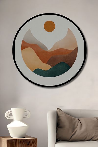 Teona Ahşap Peisaj abstract Decorativ Lemn MDF Casă rotundă, Pictură murală la locul de muncă