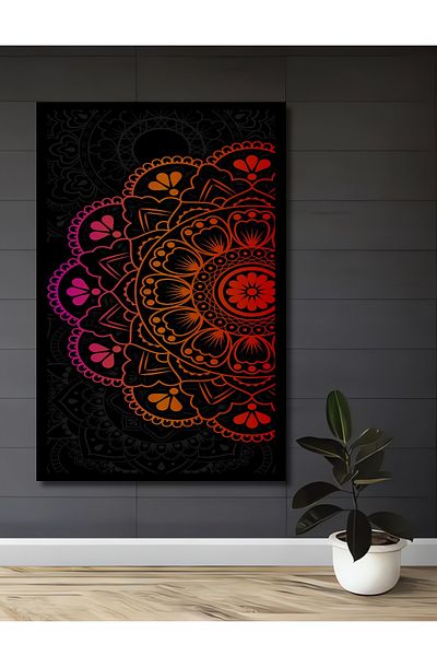 Teona Ahşap Mandala colorată decorativă din lemn MDF dreptunghiular pentru pictură de perete acasă, la locul de muncă
