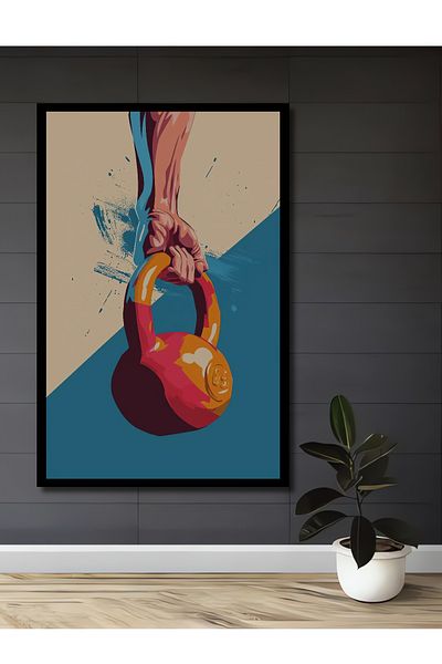 Teona Ahşap Kettlebell Strength Decorativ Lemn MDF Dreptunghi Acasă, Locul de Muncă Pictură Perete