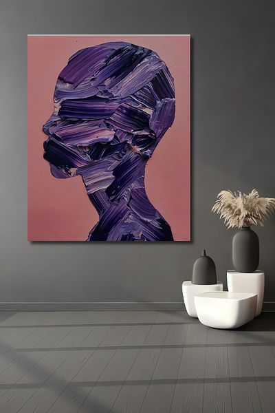 Teona Ahşap Portret abstract violet decorativ din lemn MDF dreptunghiular pentru pictură de perete acasă, la locul de muncă