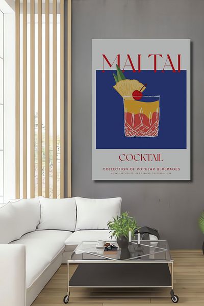 Teona Ahşap Mai Tai Cocktail Decorativ Lemn MDF Dreptunghi Acasă, Locul de Muncă Pictură Murală