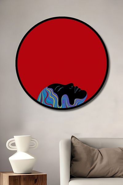 Teona Ahşap Față abstractă colorată decorativă din lemn MDF rotund pentru pictură de perete acasă, la locul de muncă