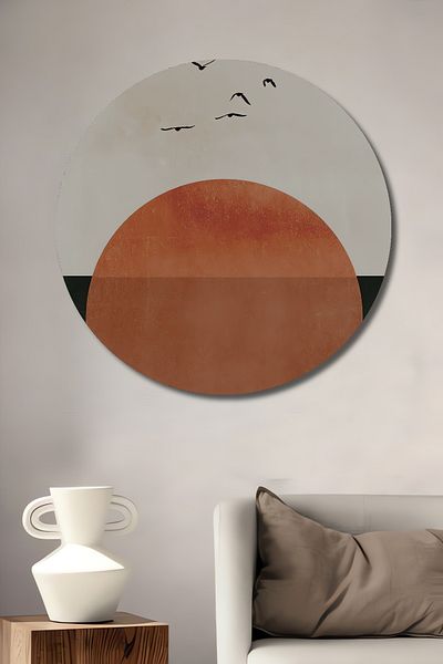 Teona Ahşap Sunset Decorativ Lemn MDF Rotund Casa, Locul de Muncă Pictură Perete
