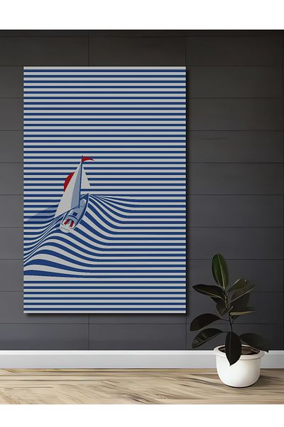 Teona Ahşap Barcă cu pânze abstractă din lemn MDF dreptunghiular decorativ pentru casă, loc de muncă pictură murală