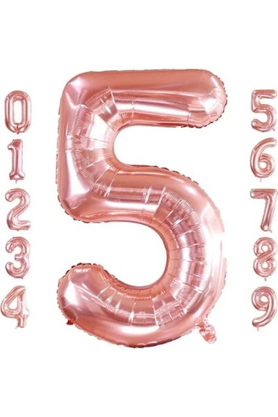 BALON DİYARI Rose Gold Foil Balloon in All Numbers 34 Inch (76-82 cm)
