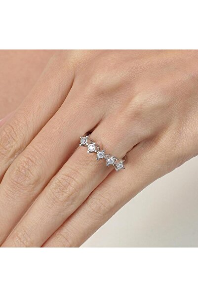 Mia Vento Mia Zirconia Sıvama Beş Taş Gümüş Yüzük