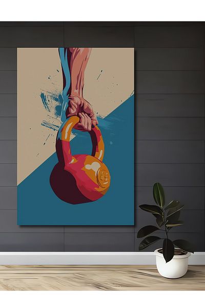 Teona Ahşap Kettlebell Strength Decorativ Lemn MDF Dreptunghi Acasă, Locul de Muncă Pictură Perete